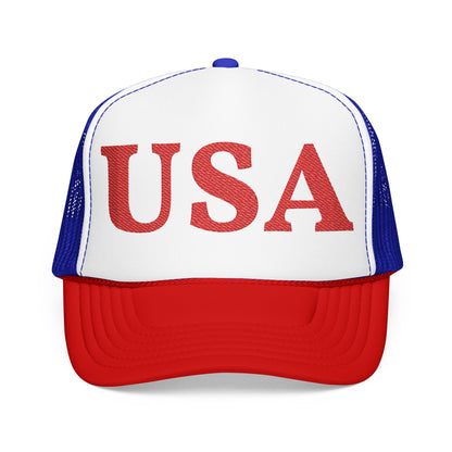 USA Foam Trucker Hat – Patriotic Red White & Blue Cap for 4th of July