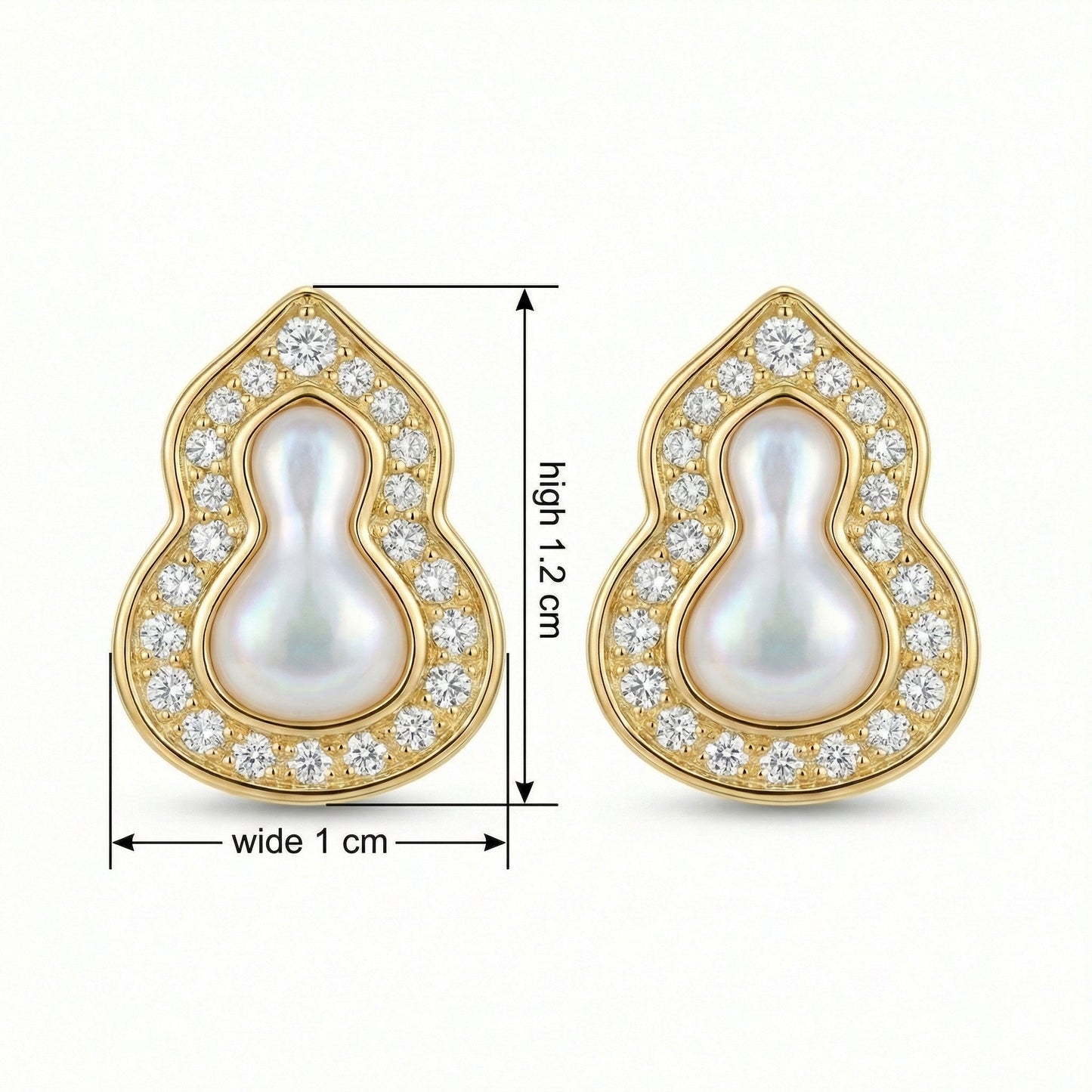 925 Sterling Silver Exquisite Mother-of-Pearl and CZ Gourd-Shaped Stud Earrings