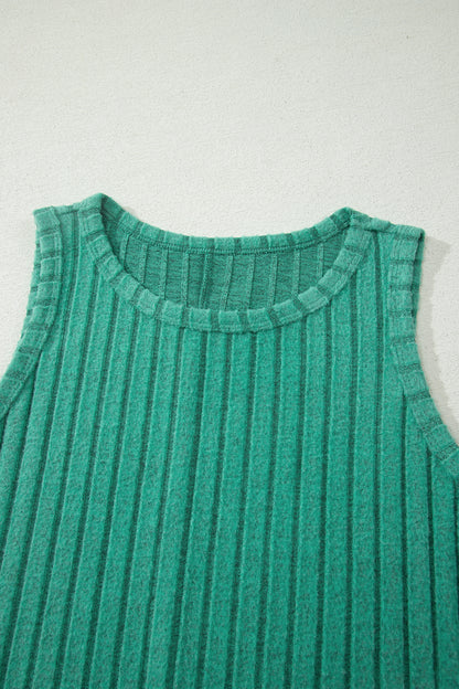 Beau Blue Slim Ribbed Mineral Wash Tank Top