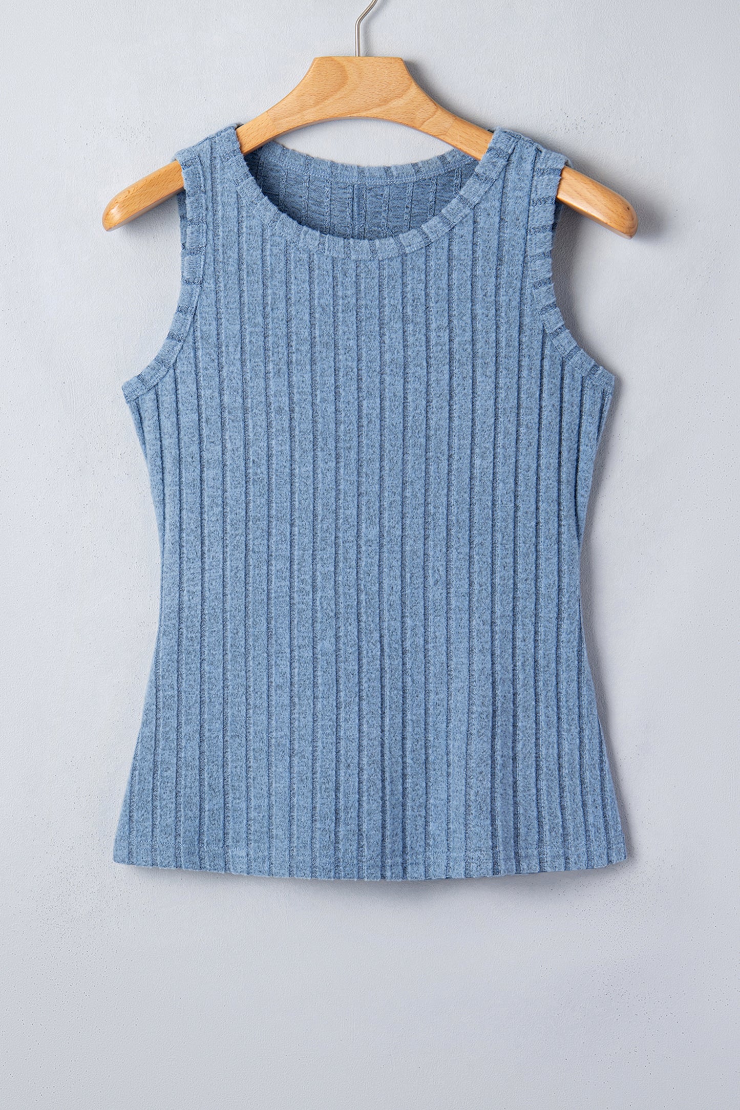 Beau Blue Slim Ribbed Mineral Wash Tank Top