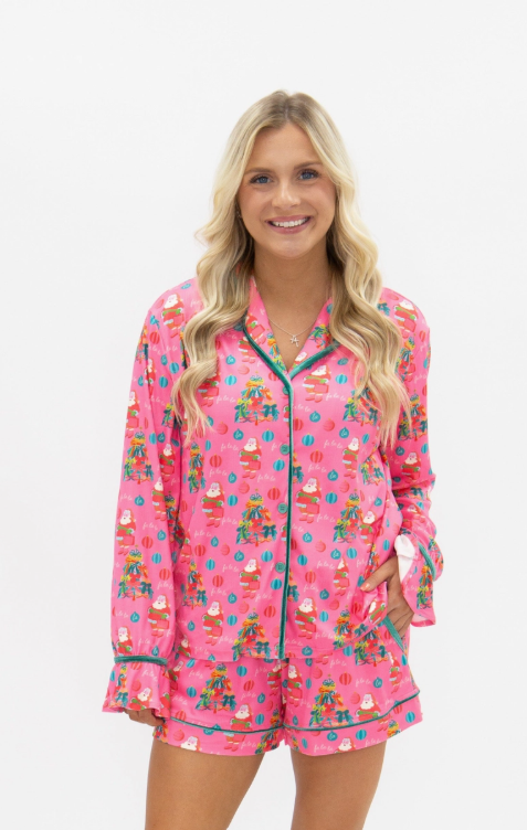 Adult Pj Pink Santa Set