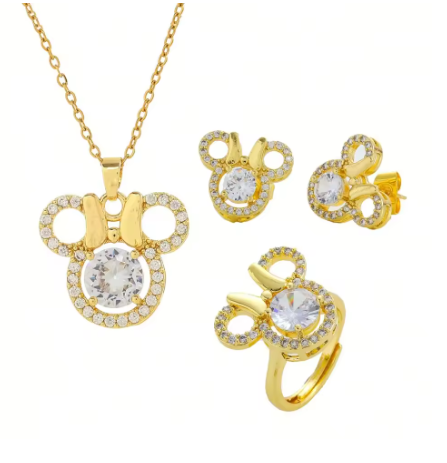 Disney‑Inspired Sparkle Set – Necklace, Earrings & Ring