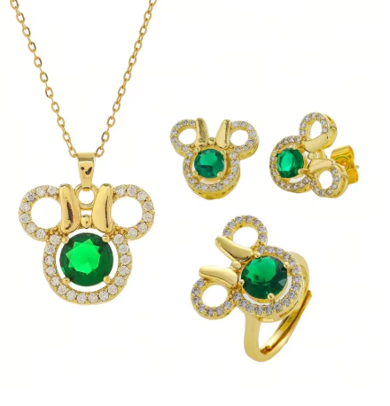 Disney‑Inspired Sparkle Set – Necklace, Earrings & Ring