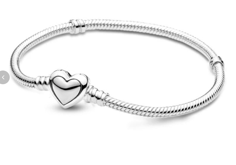 Silver Heart Snake Chain - Silver Plated