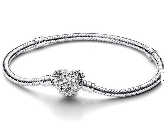 Heart Petals Snake Chain Charm Bracelet