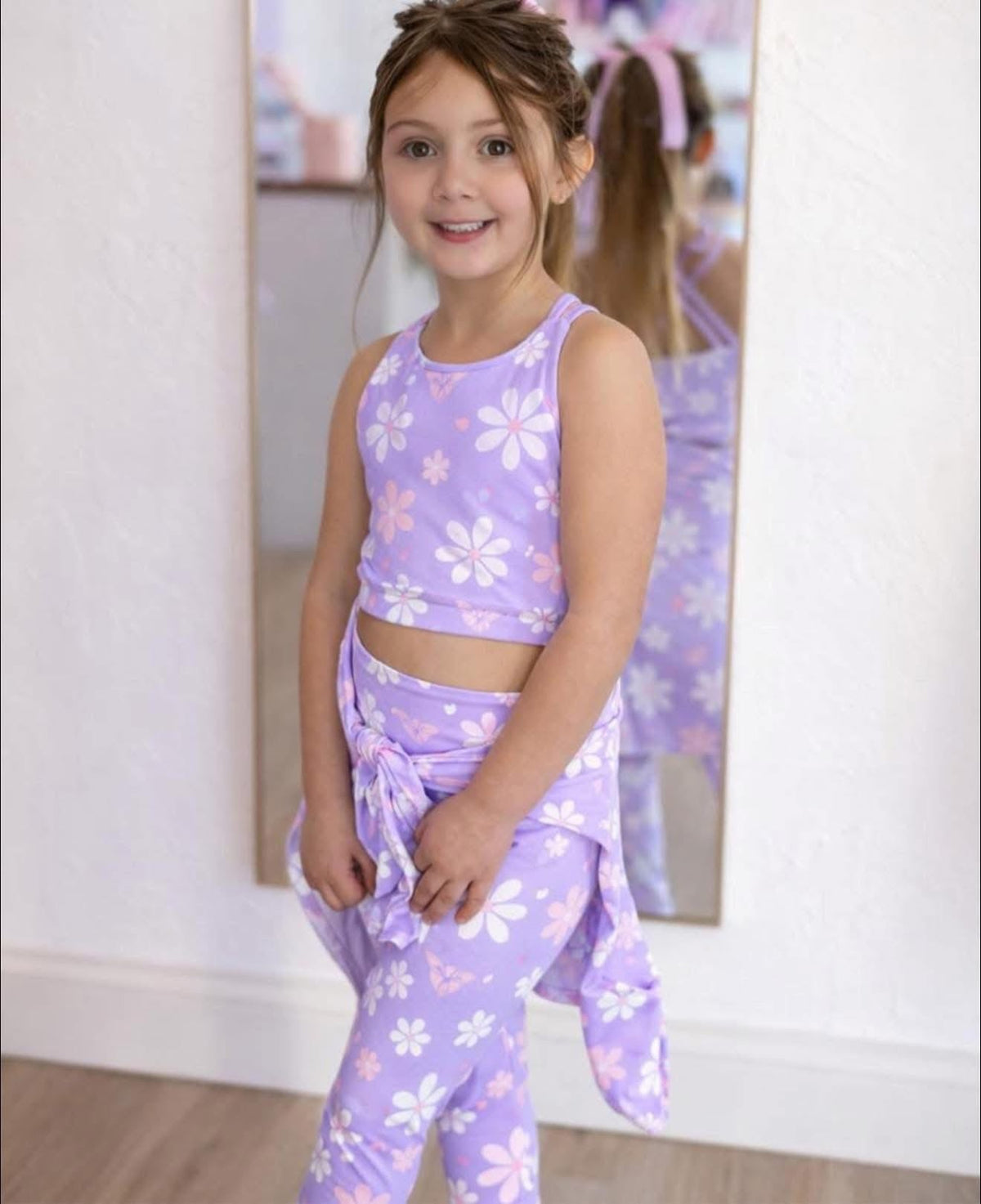 LuxeBloom Longline Tank - Purple Daisies