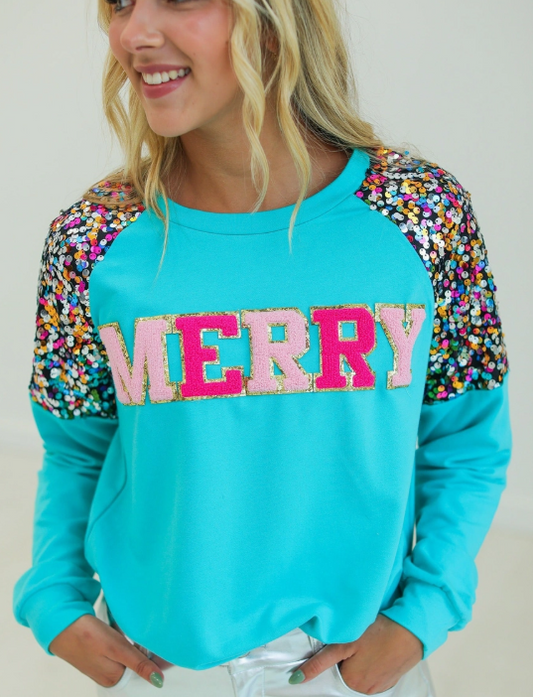 Merry Turquoise Sweatshirt