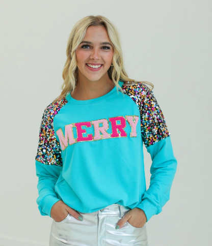 Merry Turquoise Sweatshirt
