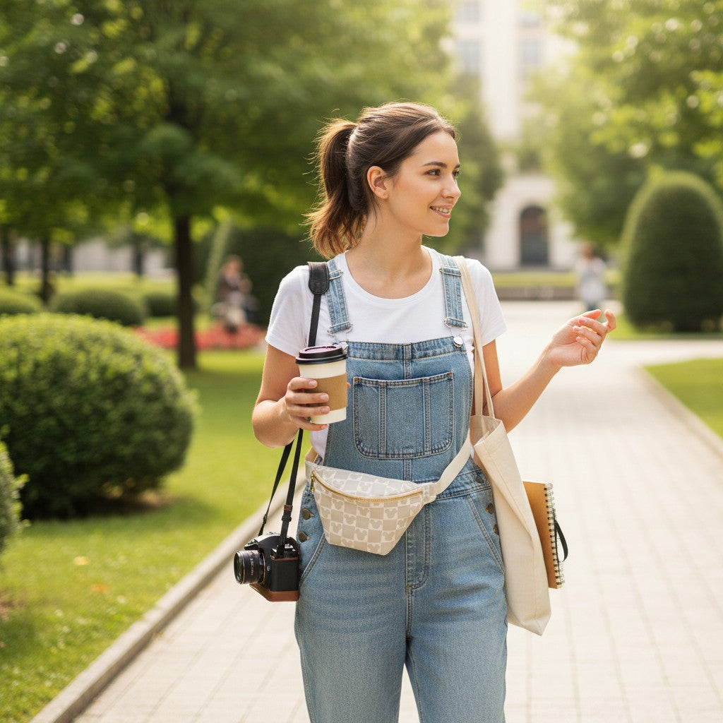 The Everyday Checkered Belt Bag – Lightweight & Stylish
