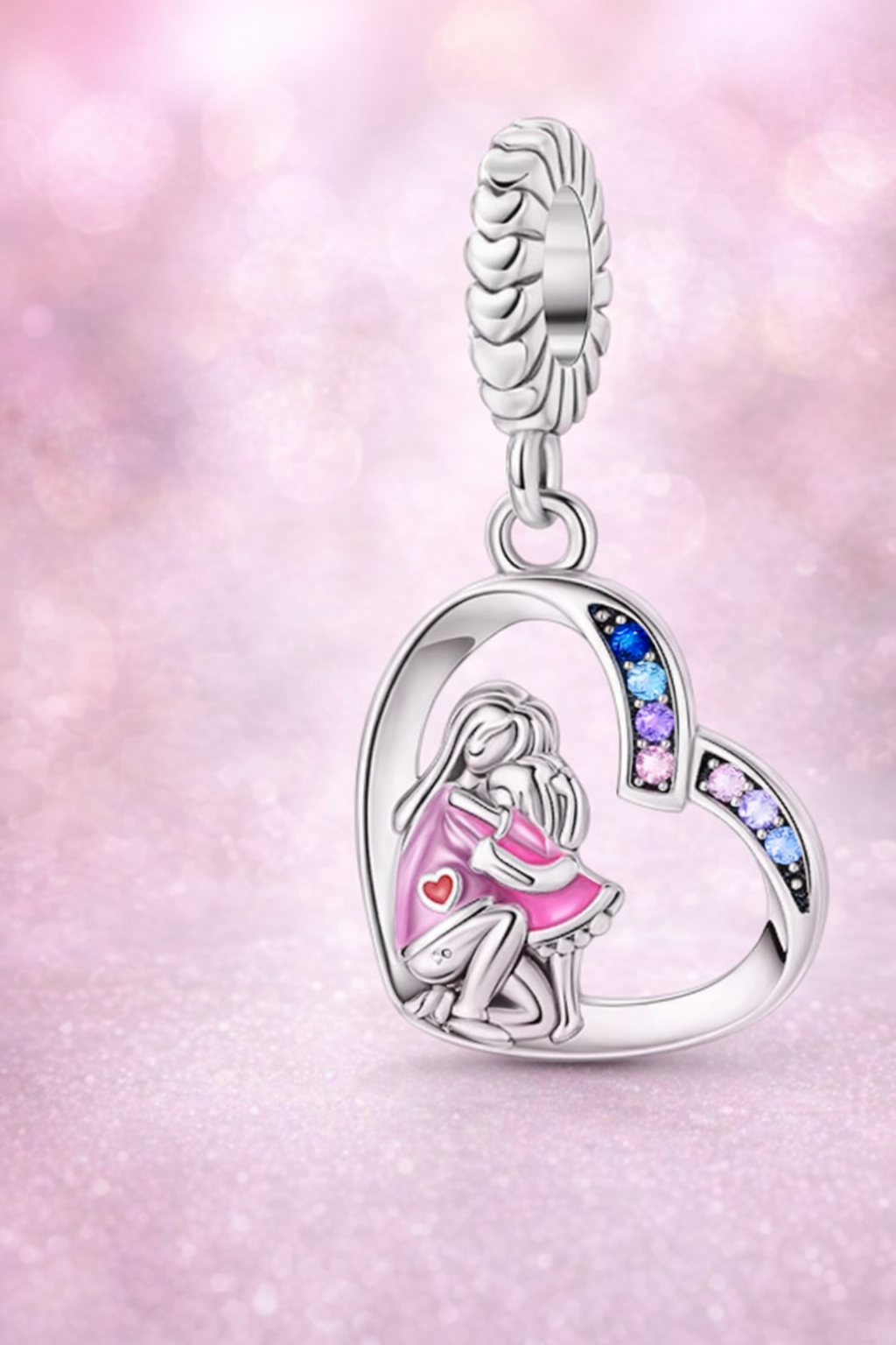 Mother & Daughter Charm – S925 Heart Pendant