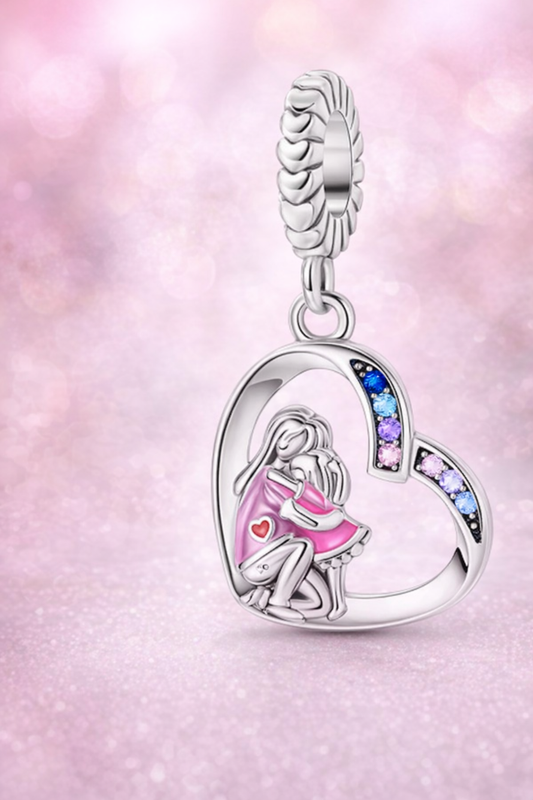 Mother & Daughter Charm – S925 Heart Pendant