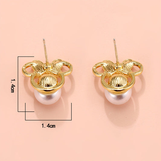 Pearl Sparkle Bow Studs