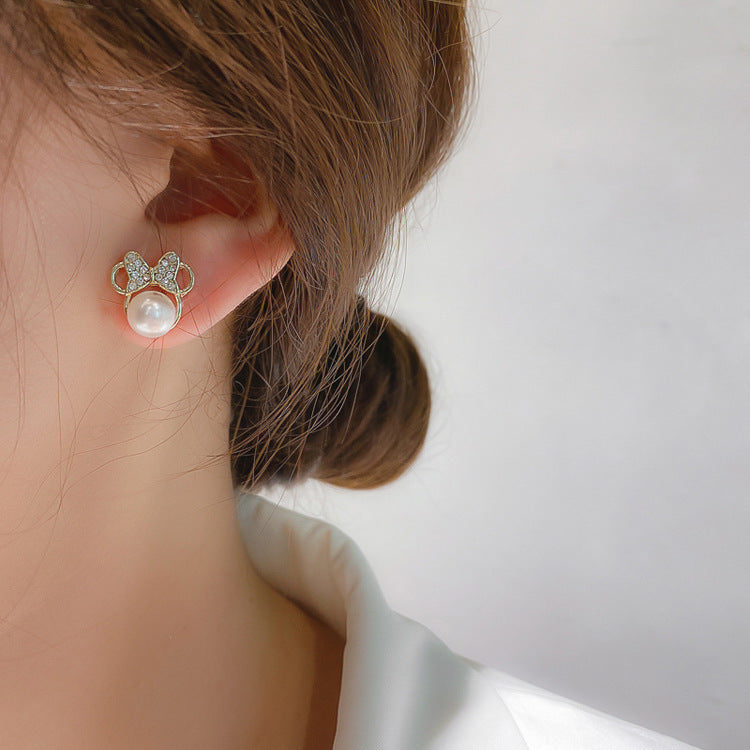 Pearl Sparkle Bow Studs