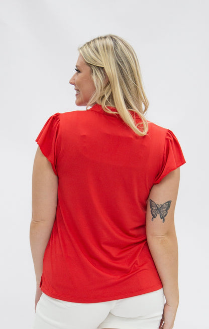 The Nicole V-Neck Top, Red