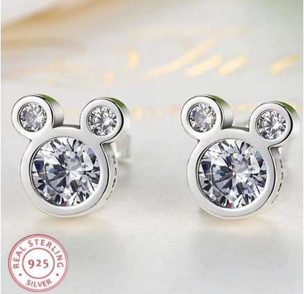 Dainty Mouse Silhouette Studs – Sterling Silver