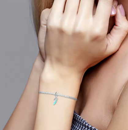 Glow‑in‑the‑Dark Angel Wing & Heart Charm