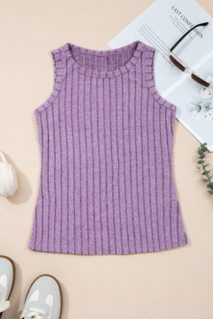 Beau Blue Slim Ribbed Mineral Wash Tank Top