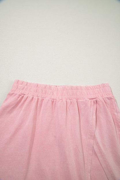 V Neck Tee Matching Skort Set