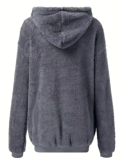 Fleece Zip-Up Drawstring Outerwear