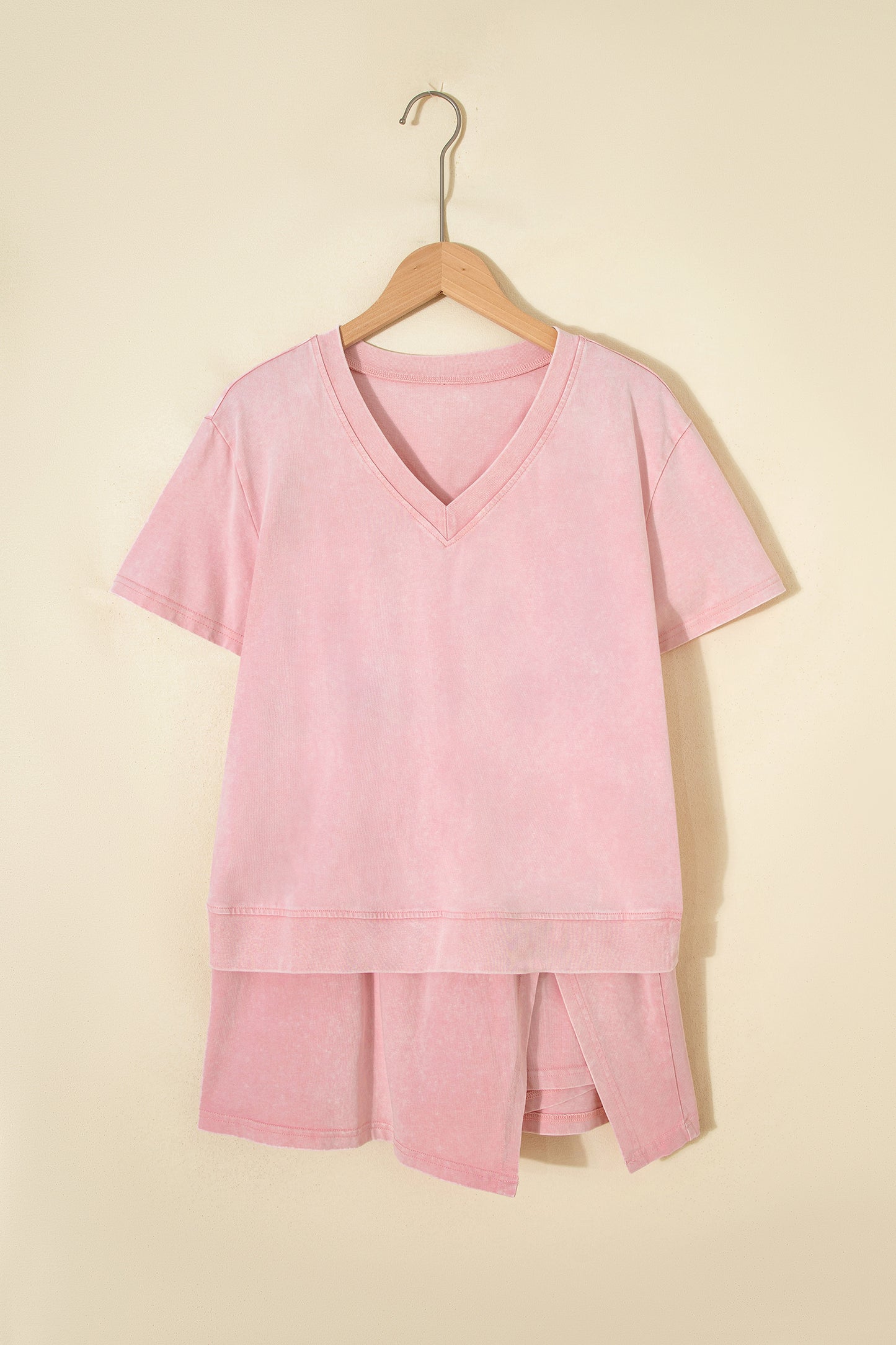 V Neck Tee Matching Skort Set