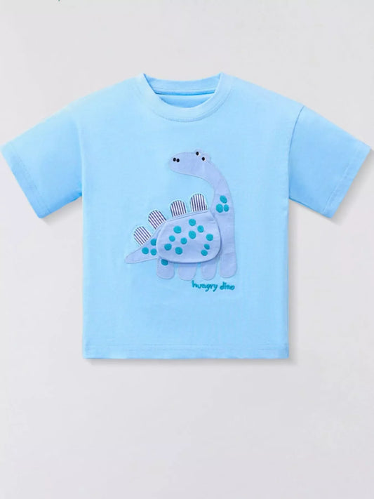 Children's Dinosaur Applique Short Sleeve T-Shirt