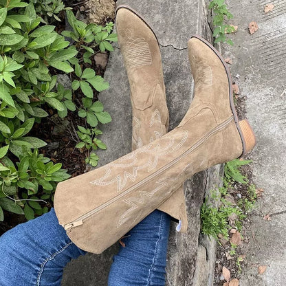 Point Toe Block Heels Boots