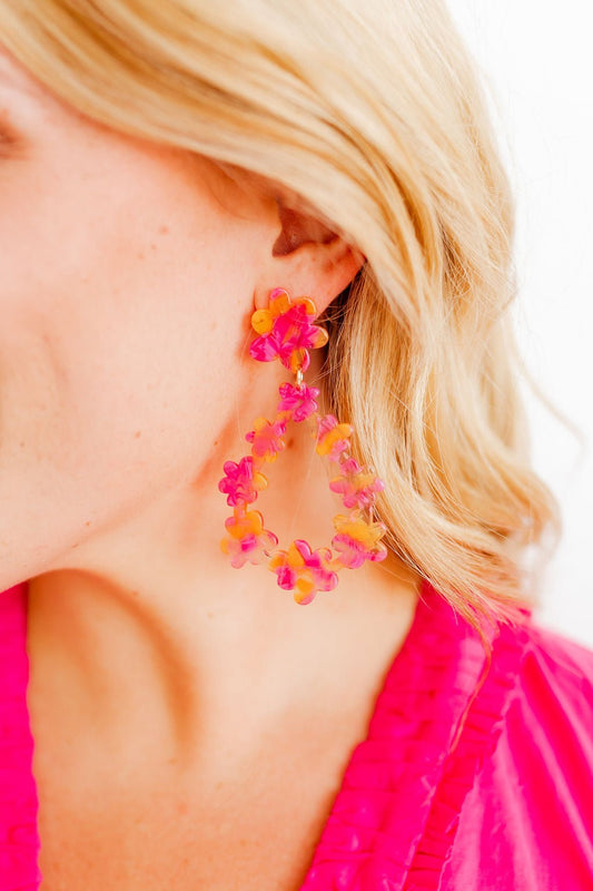 Bianca Statement Earrings - Pink Tangerine
