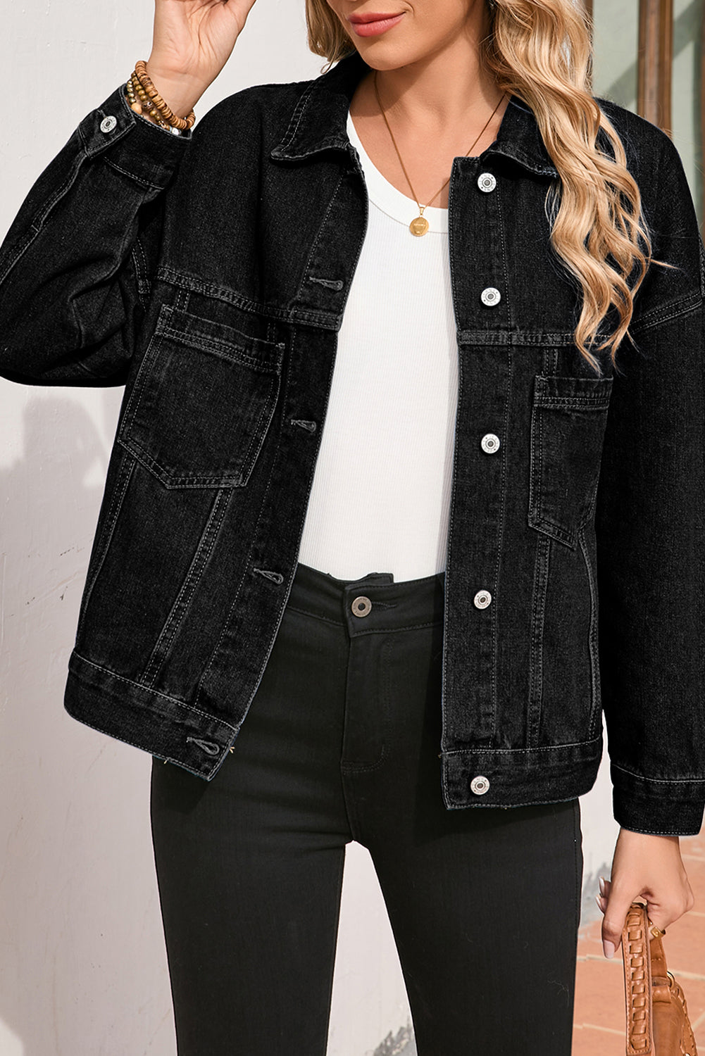 Wild Wind Washed Oversize Pocketed Denim Jacket