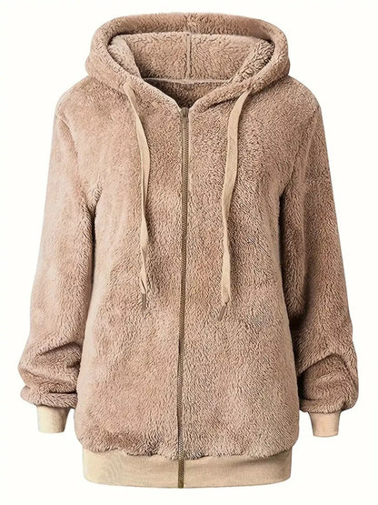 Fleece Zip-Up Drawstring Outerwear