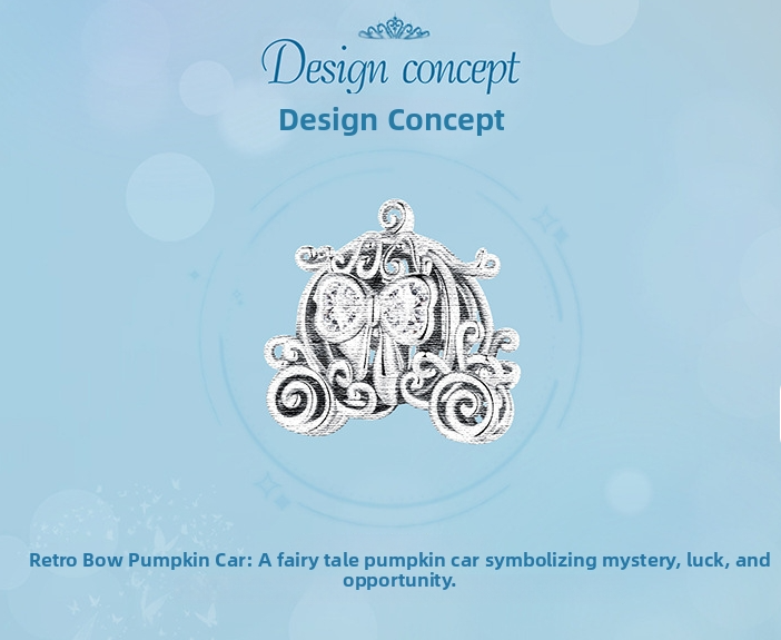 Hollow Pumpkin Coach Charm with Clear Heart Zirconia — 925 Sterling Silver