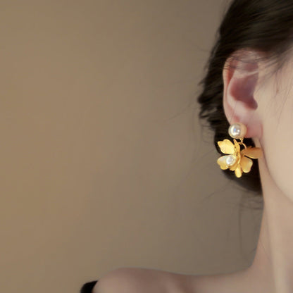Freshwater Pearl Flower Earrings For Women