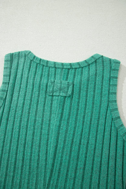 Beau Blue Slim Ribbed Mineral Wash Tank Top