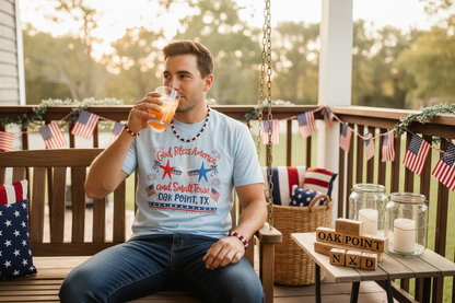 God Bless America and Small Town Oak Point, TX - Adult Shirts Local Residents