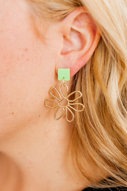 Daisy Statement Earrings - Green