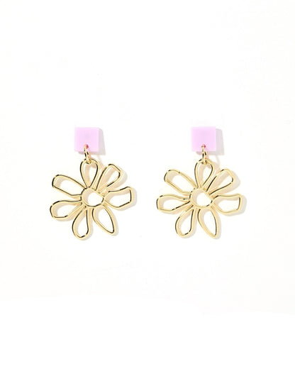 Daisy Statement Earrings - Purple