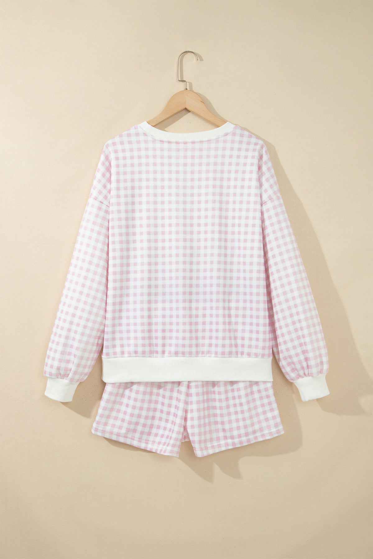 Sky Blue Plaid Baggy Pullover Drawstring Casual Shorts 2pcs Outfit