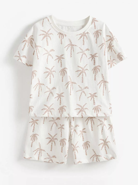 Children's Tropical Palm Print Tee and Shorts Set