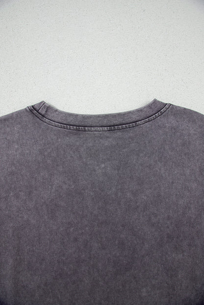 Medium Grey TEXAS Steer Head Graphic Mineral Wash Oversized T Shirt