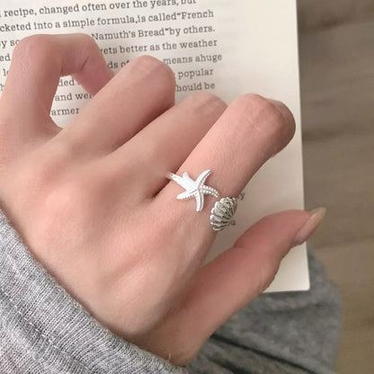Starfish & Seashell Open Ring
