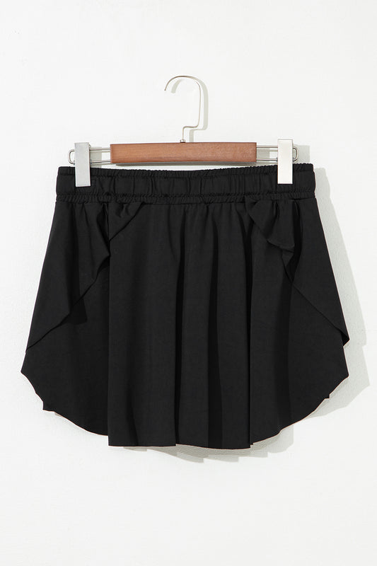 Black Drawstring Waist Above Knee Casual Shorts