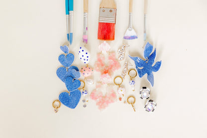 Flora Statement Earrings - Denim