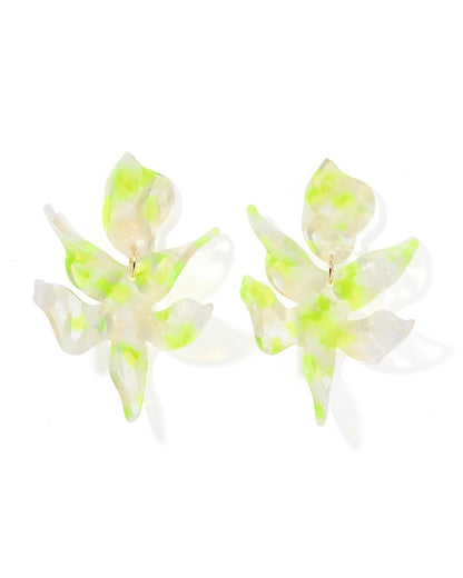 Flora Statement Earrings - Neon Yellow Clouds