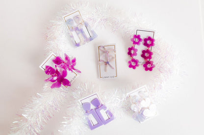 Flora Statement Earrings - Orchid Purple