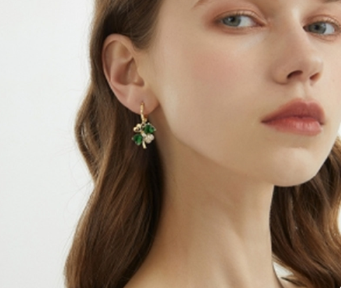 Lucky Green Clover Drop Earrings — 18K Gold Plated Sparkle