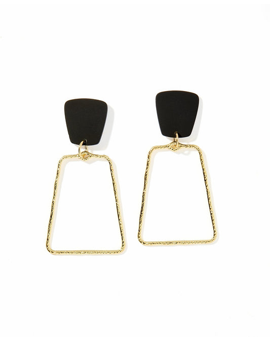 Kaelyn Statement Earrings - True Black and Gold
