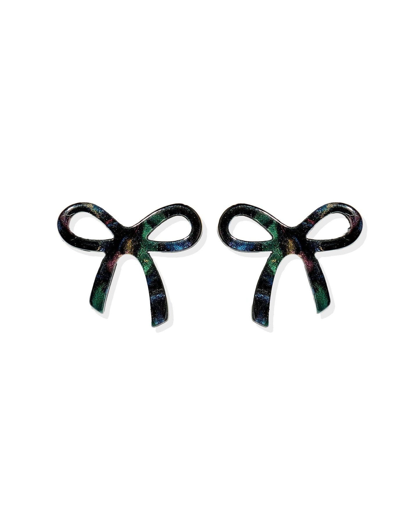 Kylie Bow Earrings - Black Iridescent