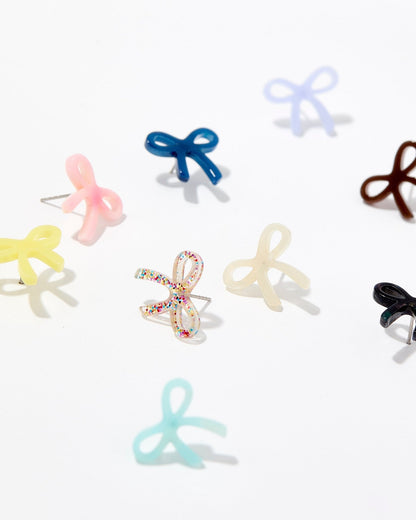 Kylie Bow Earrings - Black Iridescent
