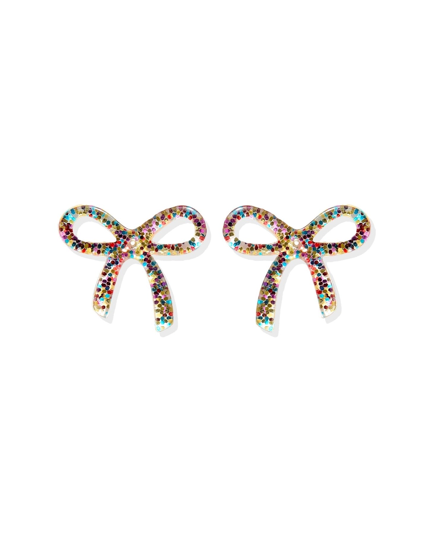 Kylie Bow Earrings - Multi Glitter