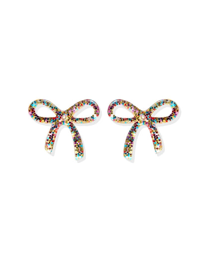Kylie Bow Earrings - Multi Glitter