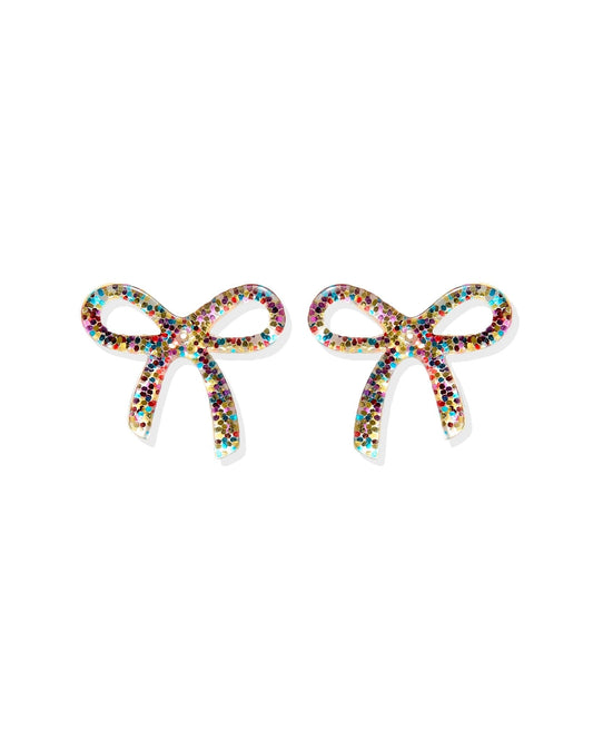 Kylie Bow Earrings - Multi Glitter